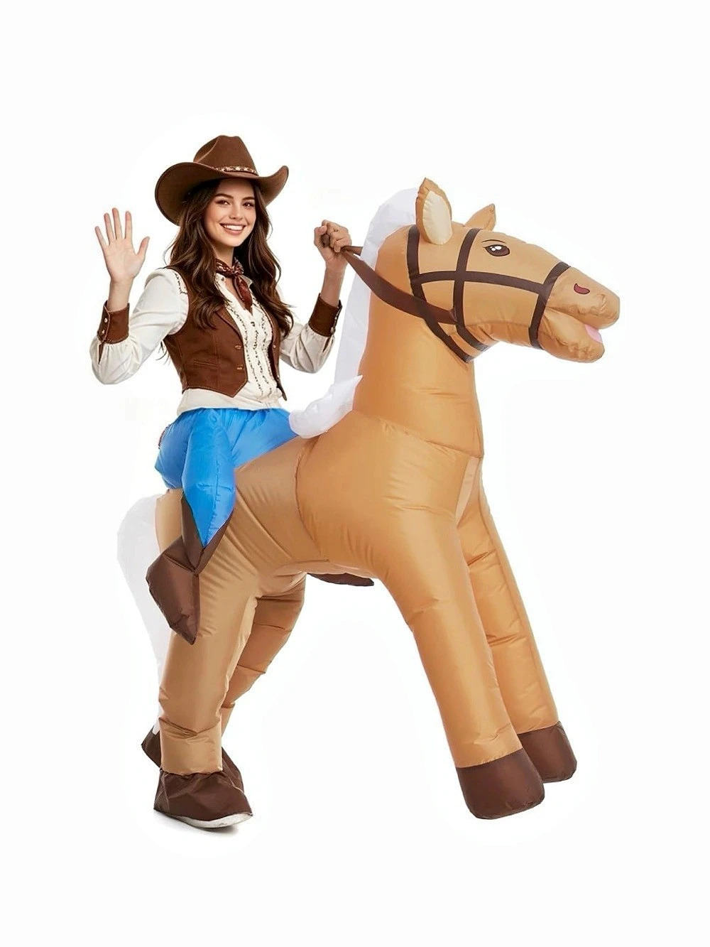 Inflatable Cowboy On Horse Costume One Size Like New
